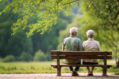 Rentner auf Parkbank