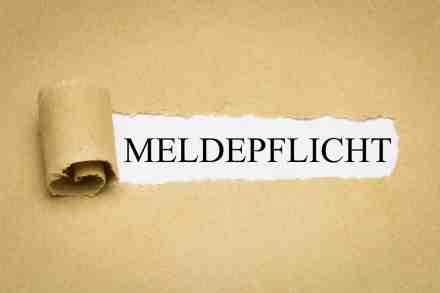 Aufgerissenes Papier mit Aufschrift Meldepflicht