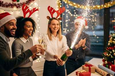 Personen bei Weihnachtsfeier