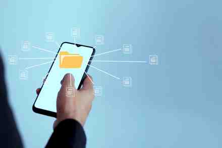 Mobiltelefon mit Akten Icon